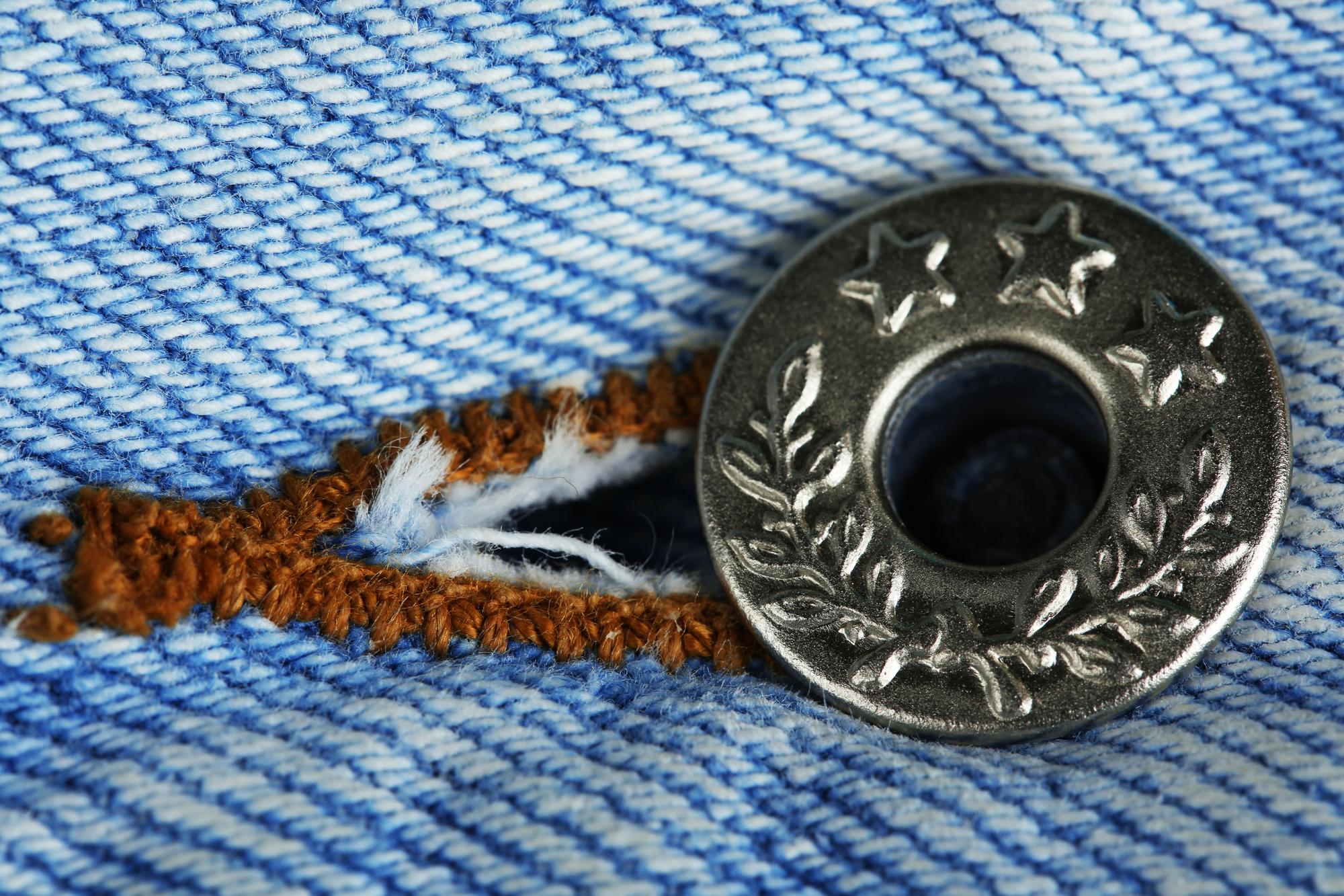 Completed embroidered patch on denim
